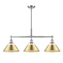 Golden 3306-LP PW-BCB - Yep by Golden Lighting Orwell 3-light Island Light in Pewter and Brushed Champagne Brass shade